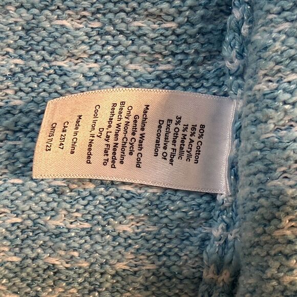 Talbots Petite Blue White Tweed Knit Front Zip Jacket Collard Cardigan Style NWT - Picture 5 of 12